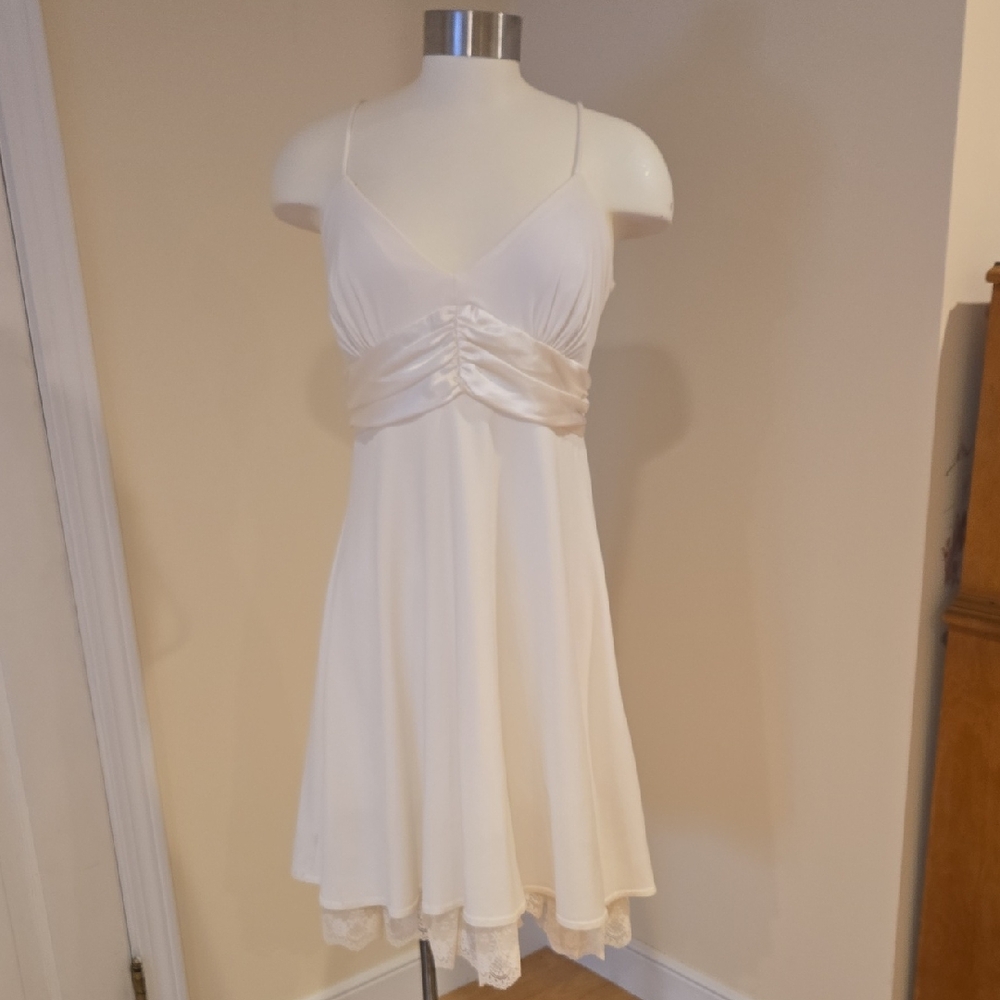 City Triangles Ivory Mini Dress with Spaghetti Straps